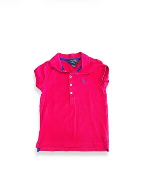 Polo Ralph Lauren Girls Pink 4/4T Short Sleeve Cotton Logo Polo Shirt